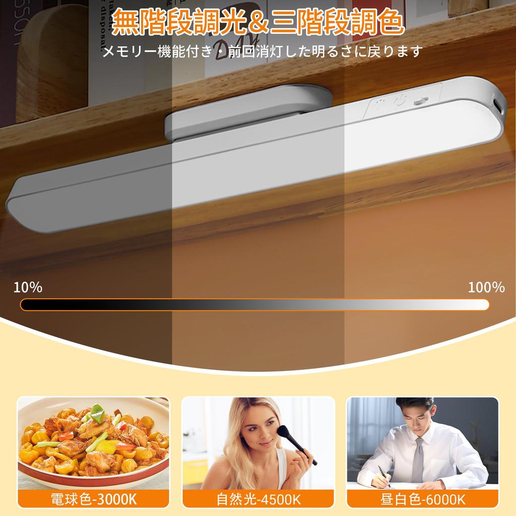 Eye-Friendly LED Desk Lamp with Magnet, Suitable for Bedrooms, Beds, Study Desks, Cabinets, Closets, Wall-Mounted, and Cars, 3 Color Temperatures,