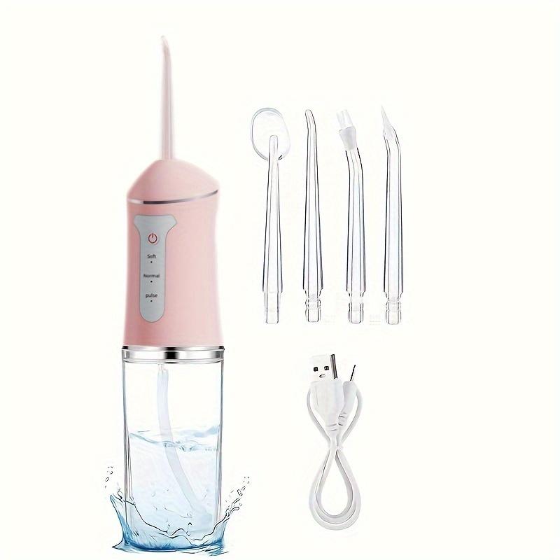 Ирригатор для полости рта, портативный стоматологический ирригатор, USB перезаряжаемый водоструйный нить, зубочистка, 4 струйных наконечника, 220 мл, 3 режима, IPX7, 1400 об/мин