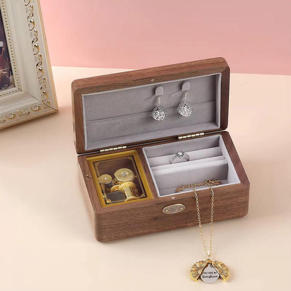 High Quality Walnut Flip Lid Wood Storage Box for Jewelry Multi Functional Wooden Music Box for Gift Decorative