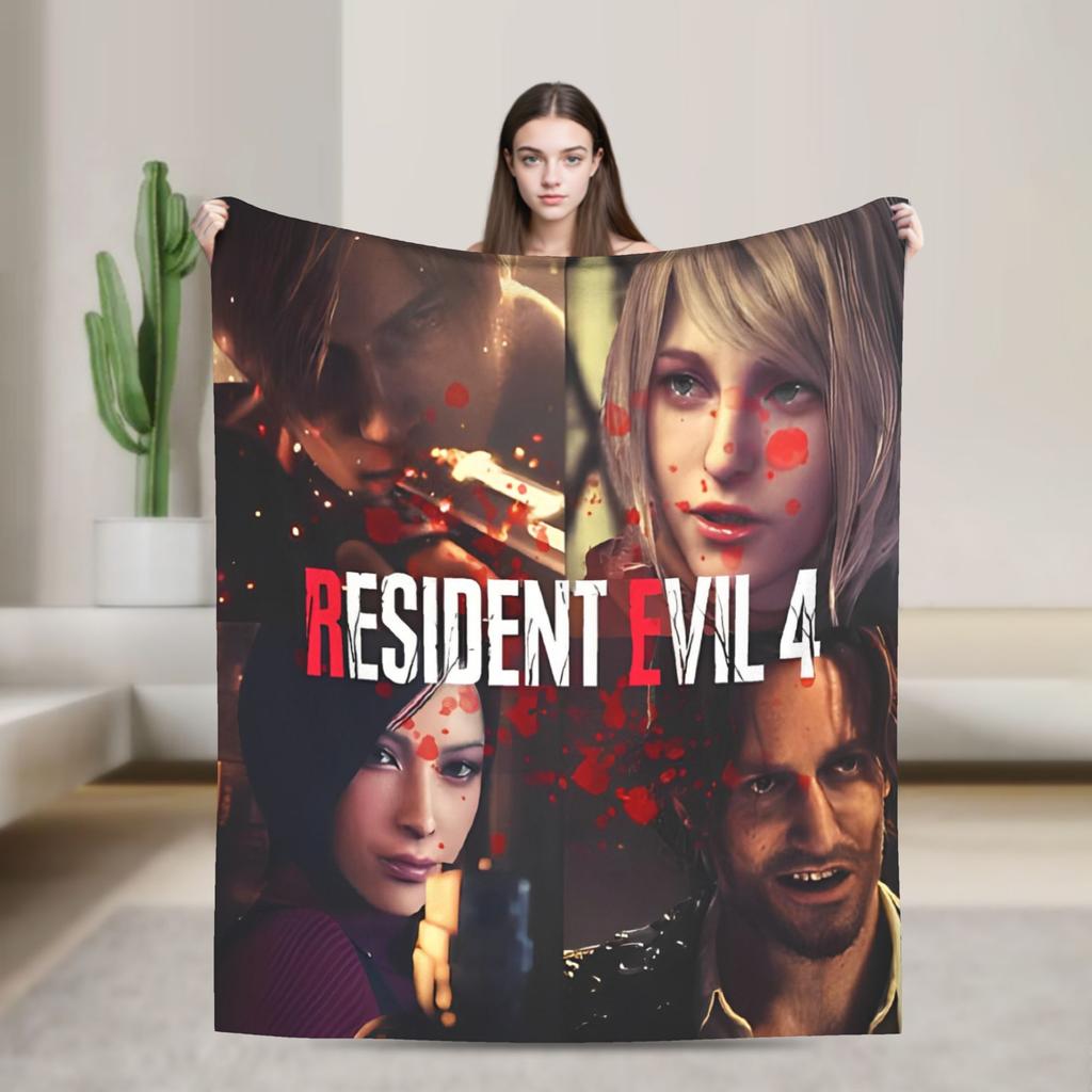 Леон Кеннеди Resident 4 Remake Пледы Флис Видеоигра Eviled Очень Теплые Пледы для Спальни Дивана Кровати Ковер