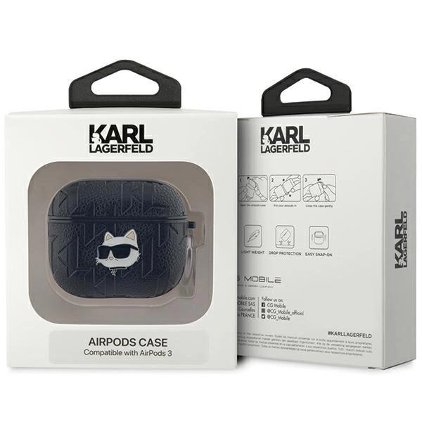 Karl Lagerfeld Monogram Choupette Head Case For Airpods 3 - Black