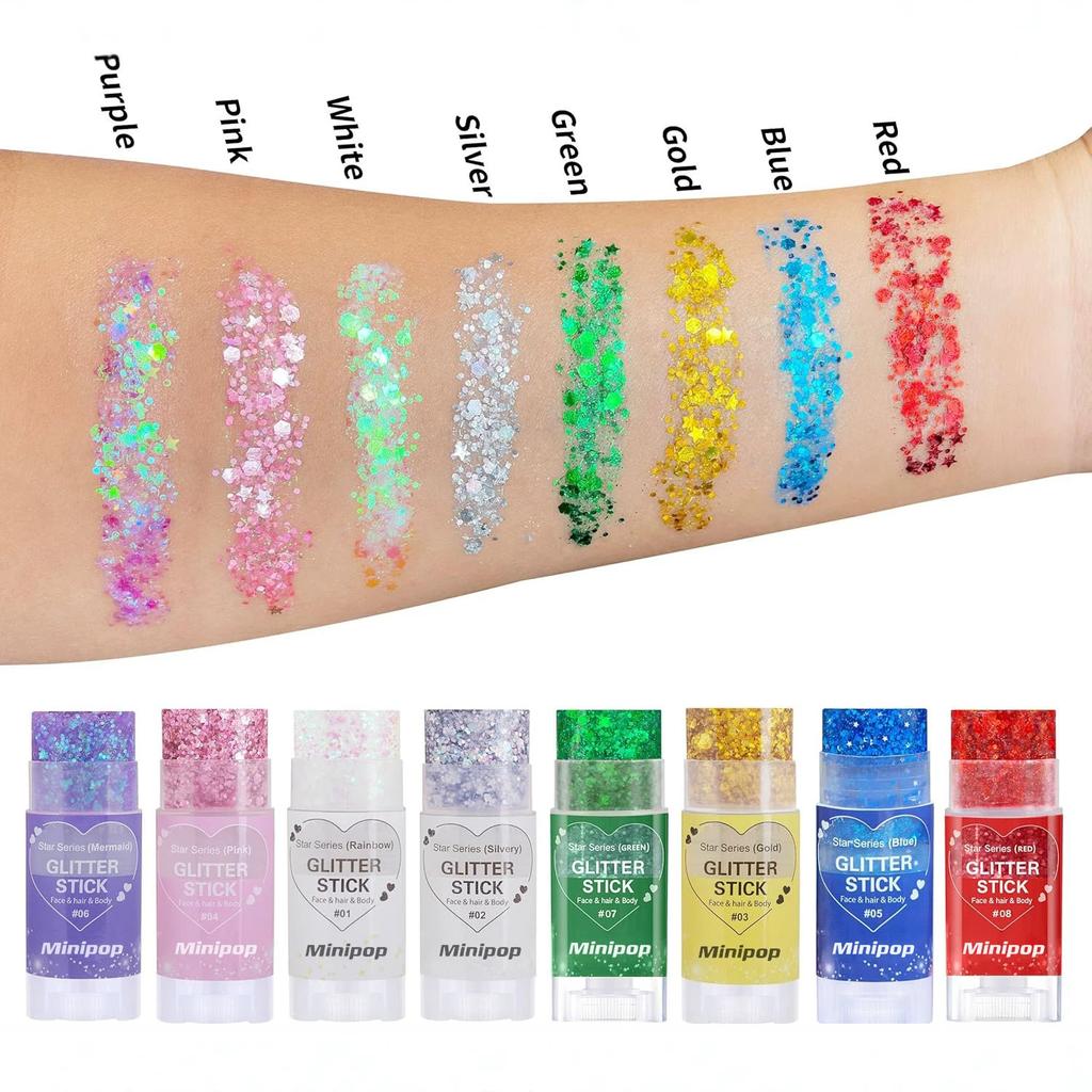 MINIPOP Body Paint Glitter Stick Face Lips Star Shimmer Festival