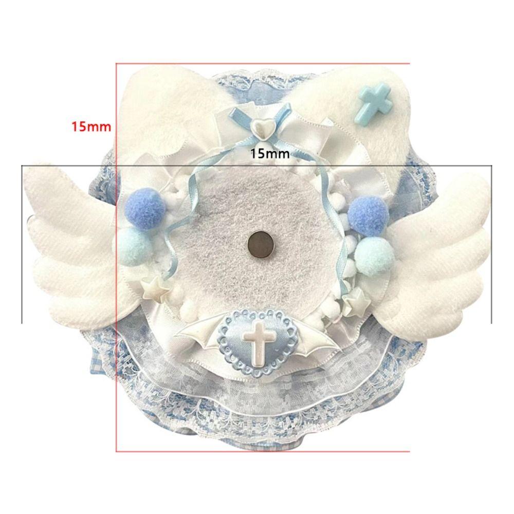 Handmade K-POP Badge Displaying Case Lace Wings Bow DIY Pain Bag Filler Badge Holder  Girls