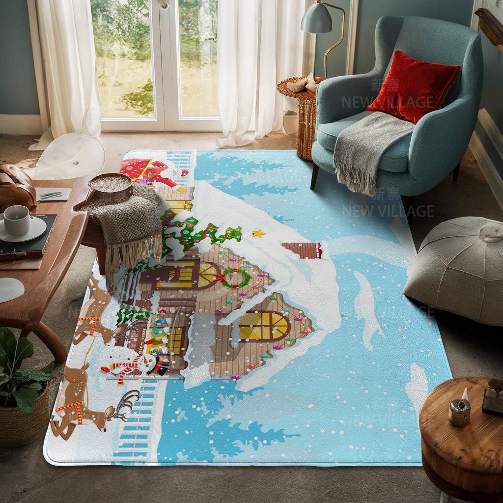 Ковер у входа в дом Домашний коврик у двери Гостиная Ванная Комната Ноги ванная комната Нескользящие коврики с водопоглощением для ванной Счастливого Рождества зима