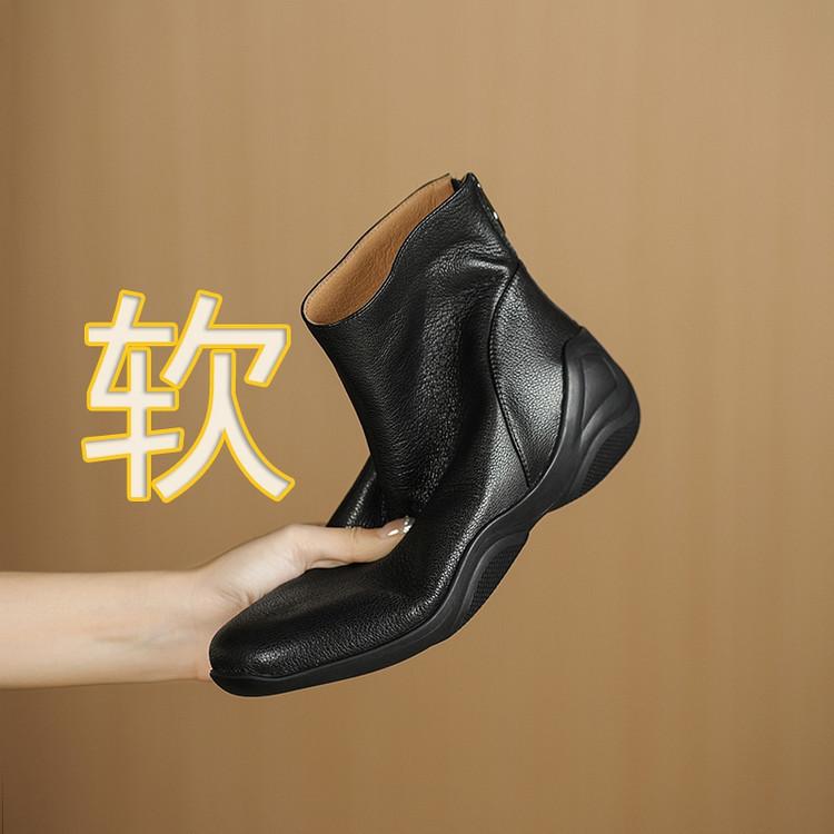 Мягкие кожаные ботильоны на танкетке 2025 осень и зима бархатные повседневные спортивные ботильоны с квадратным носком из коровьей кожи на мягкой подошве тонкие ботинки Мартин