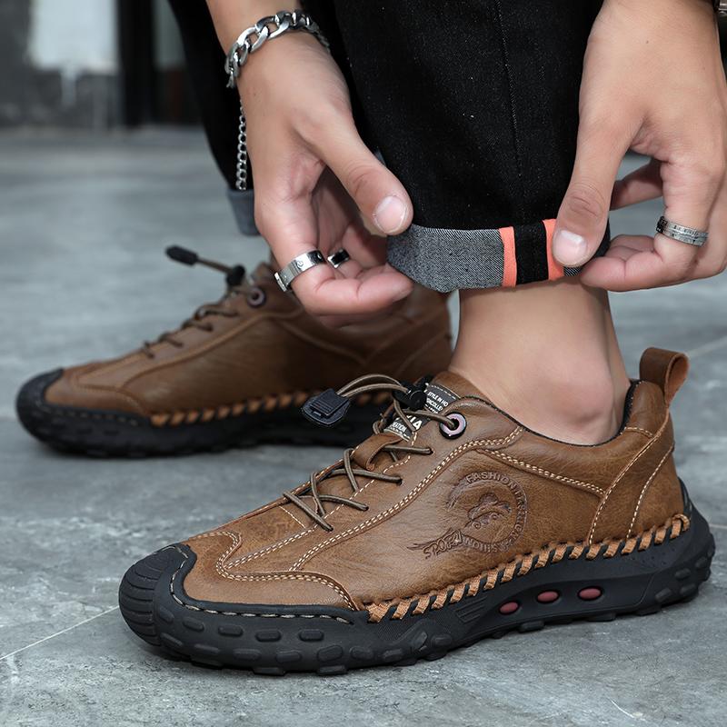 Мужская повседневная кожаная обувь из спилка, мужская удобная обувь для вождения, мужская обувь на плоской подошве, деловая официальная обувь