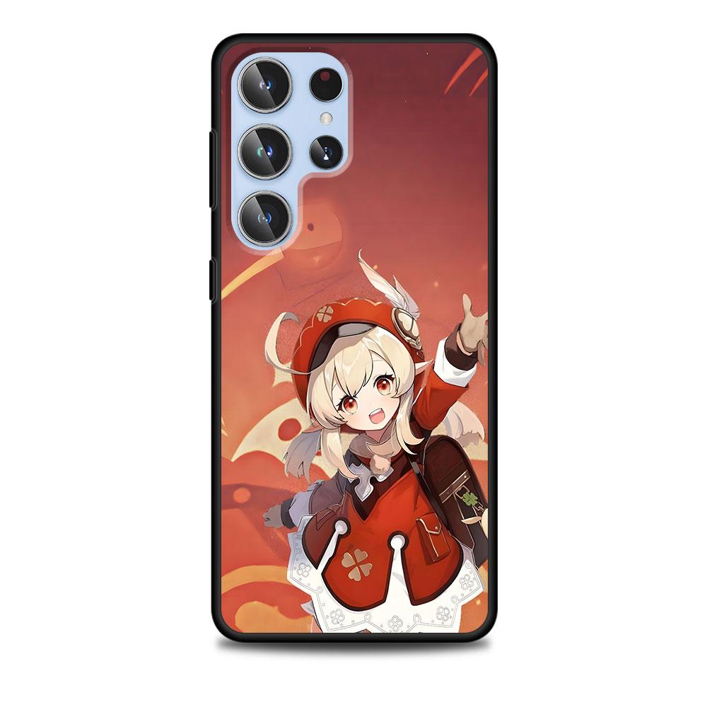 Genshin Impact Klee Case for Samsung Galaxy S23 S21 S20 FE S24 S22 Ultra S10 S10e S9 Plus Soft Black TPU Phone Cover Bumper