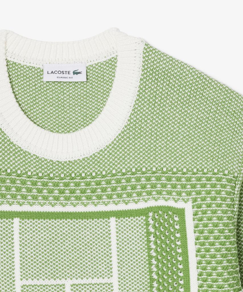 LACOSTE Men'S Tennis Court Jacquard Long Sleeve Crew Neck Pullover Ah0619-56G 4Si