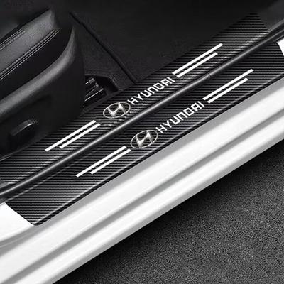 Car Door Sill Sticker Carbon Fiber Decals Threshold Side Anti Scratch Waterproof For Hyundai NLINE Veloster Tucson IX20 I30 I20 TT36