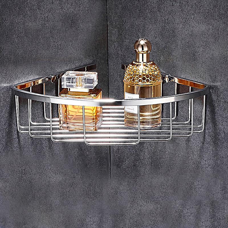 Угловая душевая корзина из нержавеющей стали с крючками и горизонтальной перекладиной для хранения в ванной комнате