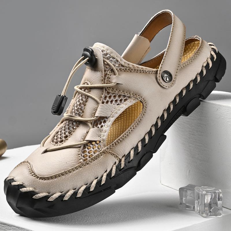 Fashion Fashionable Summer Large Size Hollow Breathable Beach Sandals Trendy Jacket Casual Online Shoes Men's Slippers Rubber Sole