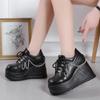 2024 New Metal Chain Punk Gothic Shoes Woman Thick Bottom High Wedge Sneakers for Women 2024 New Black Chunky Platform Shoes