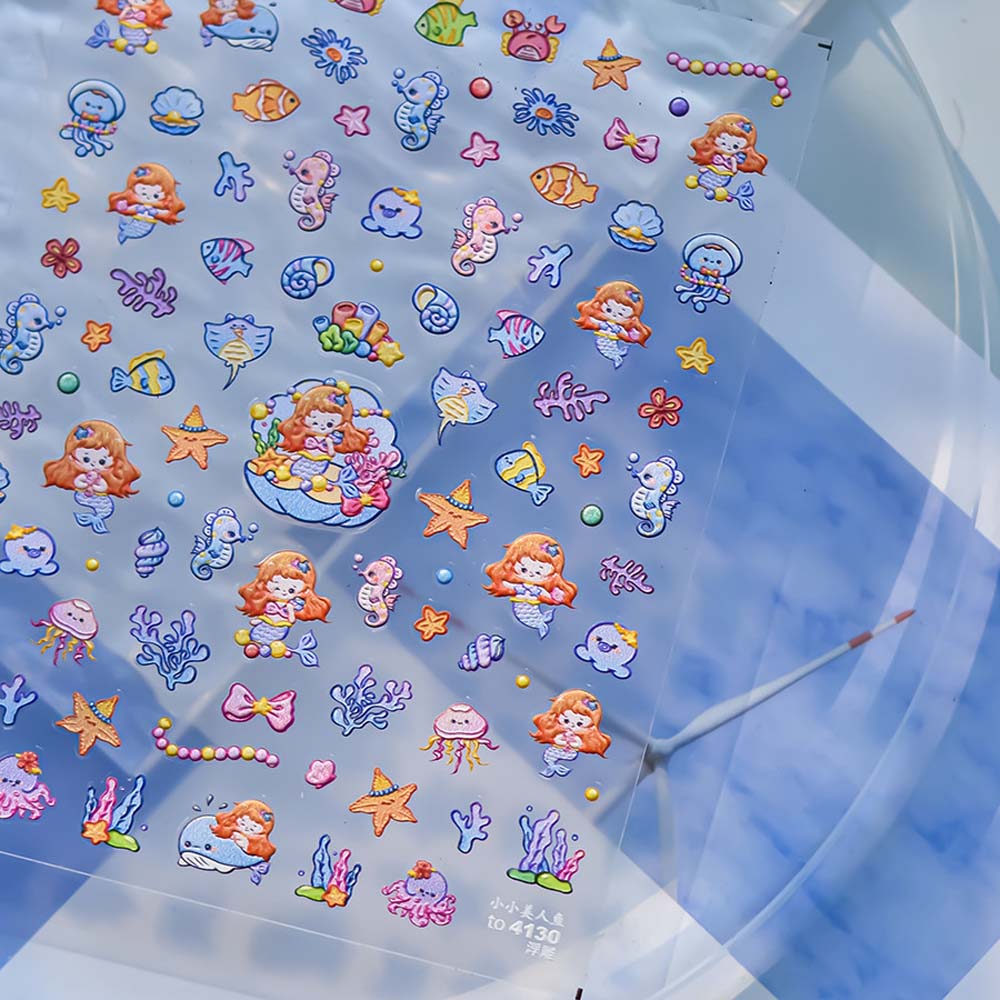 Звезды Желе Океан Наклейки для ногтей Морские медузы Океан Украшения для ногтей Летний пляж