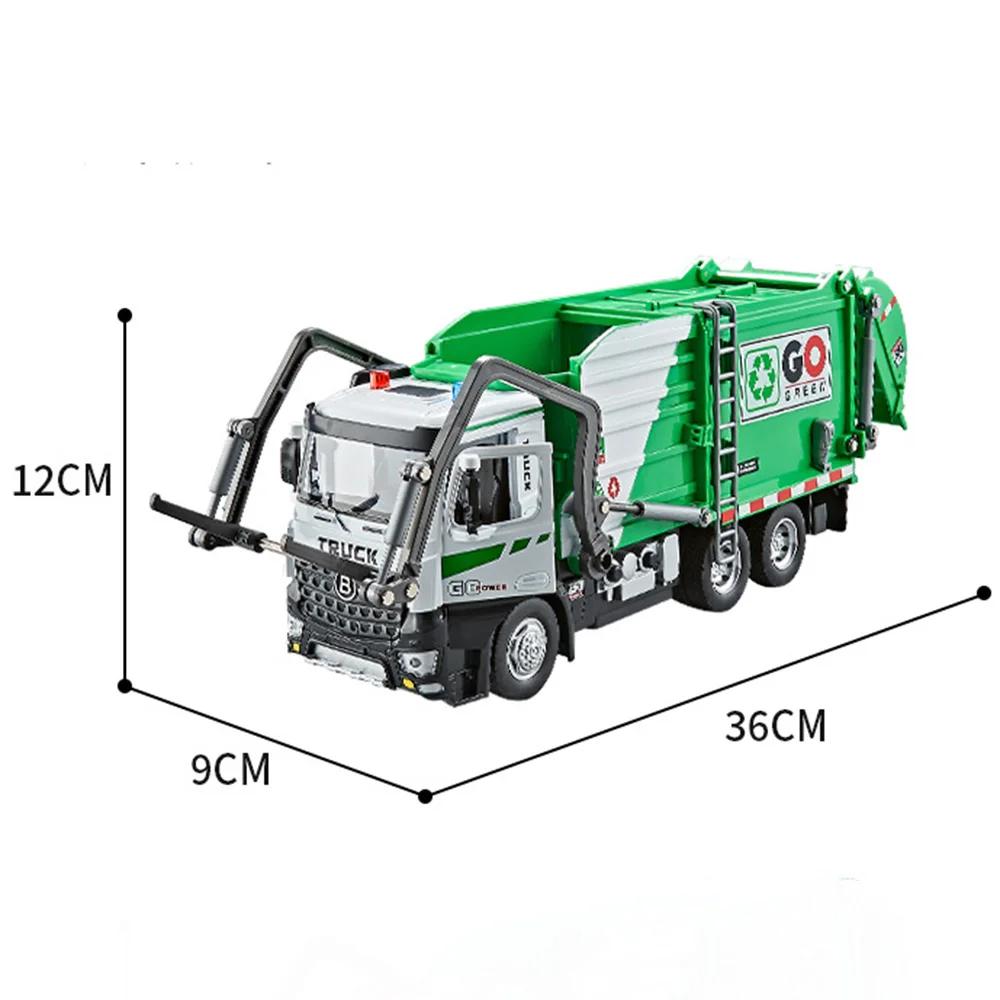 1:18 Large Scale Container Truck Sanitation Garbage Truck Model Toy Car Light Music Engineering Vehicle Boys Birthday Presents