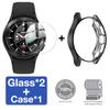 Чехол + Закаленное стекло для Samsung Galaxy Watch 4 Classic 42/46 мм Защитная пленка для экрана от царапин и бампер Защитный чехол-накладка