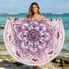 Customized Digital Printing Large Bohemian Floral Terry Microfiber Knitted Round Beach Towel for Summer Home Use