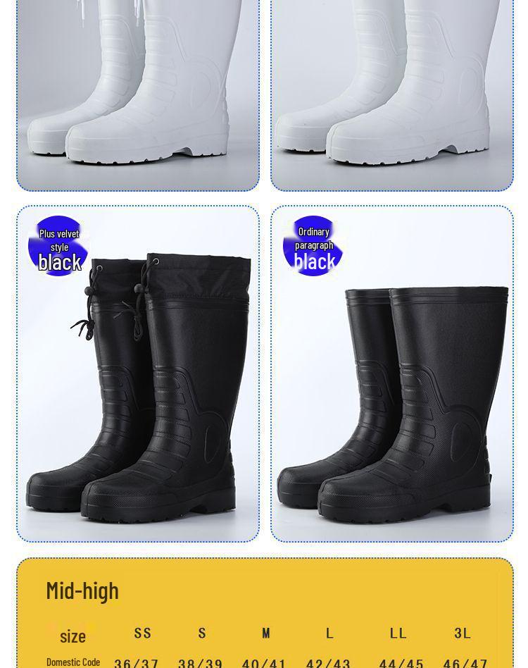 Зимние ботинки хай-топ из ЭВА пены, нескользящие, водонепроницаемые: Утолщенный, износостойкий, маслостойкий, гигиеничный для использования на кухне и под дождем.