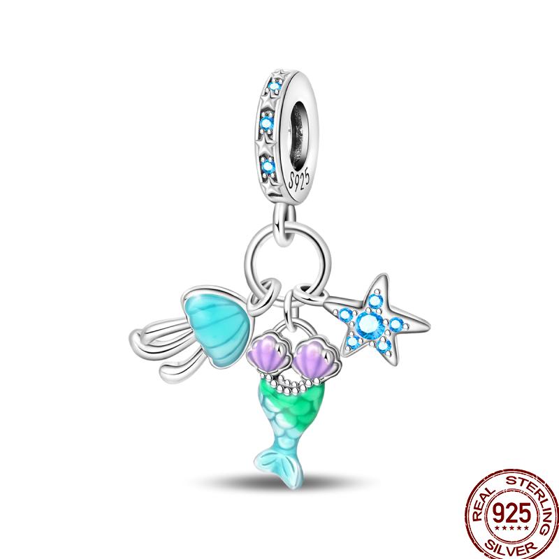 Медный пляж Океанский отпуск Напиток Шарм Морская звезда Бусины Подходят для Пан Оригинальный браслет Сделай сам Праздничные украшения Подарок