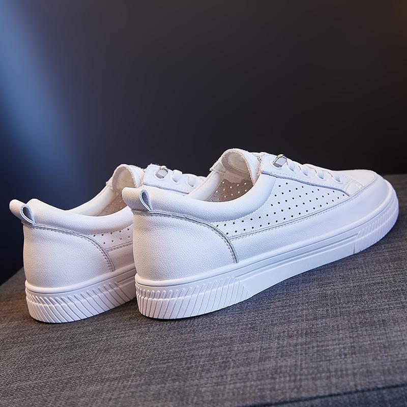 Кожаные маленькие белые туфли, женская обувь, универсальные летние туфли в модном стиле, новые повседневные белые туфли с сеткой на плоской подошве, летние
