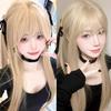 WTB Золотой Длинный Прямой Синтетический Парик Женский Misa Amane Cos Прямая Челка Пушистый Гладкий Длинный Прямой Парик Волос