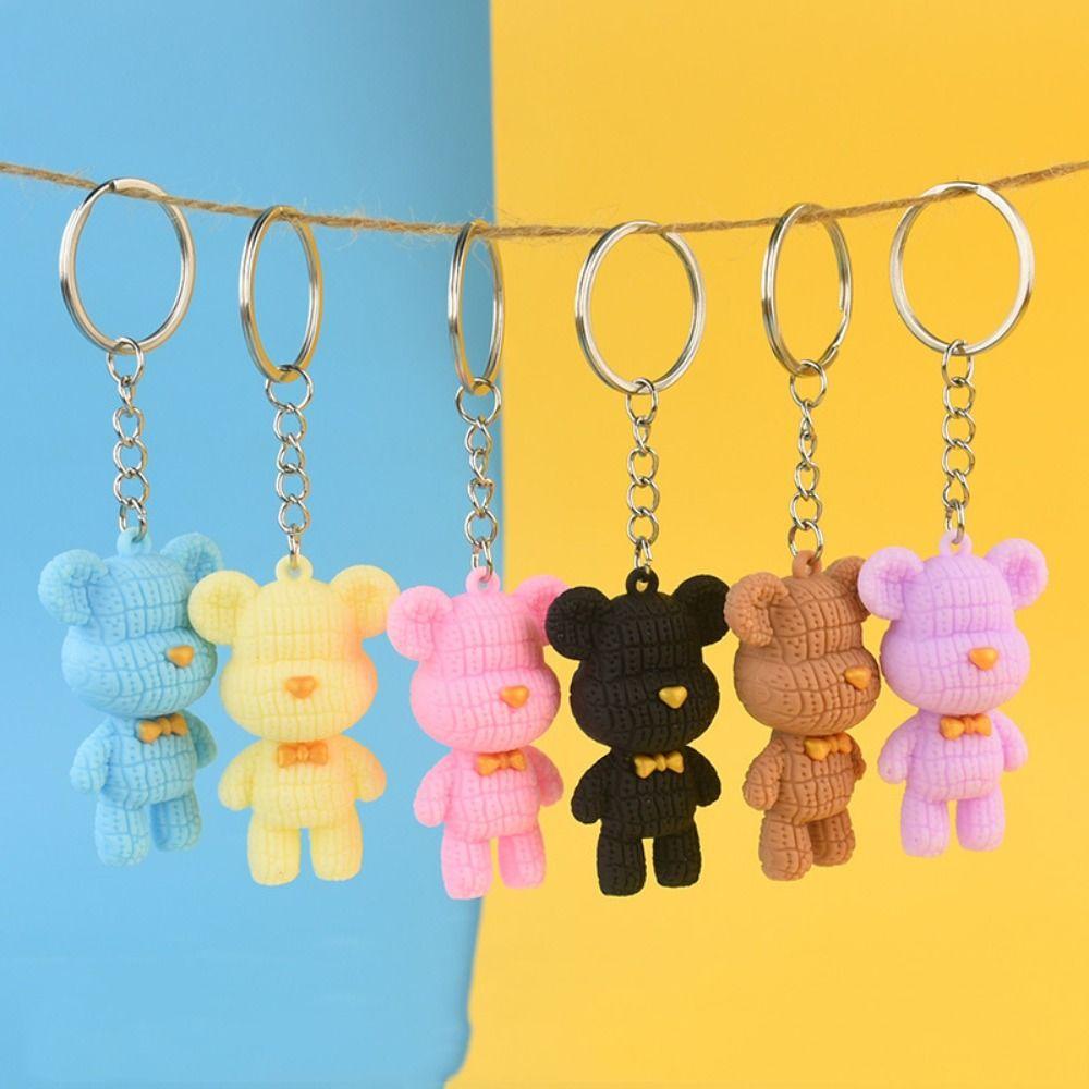 Backpack Charm Wool Bear Shape Key Rings Pendant Soft Color Bear Keychains   Backpack Decoration