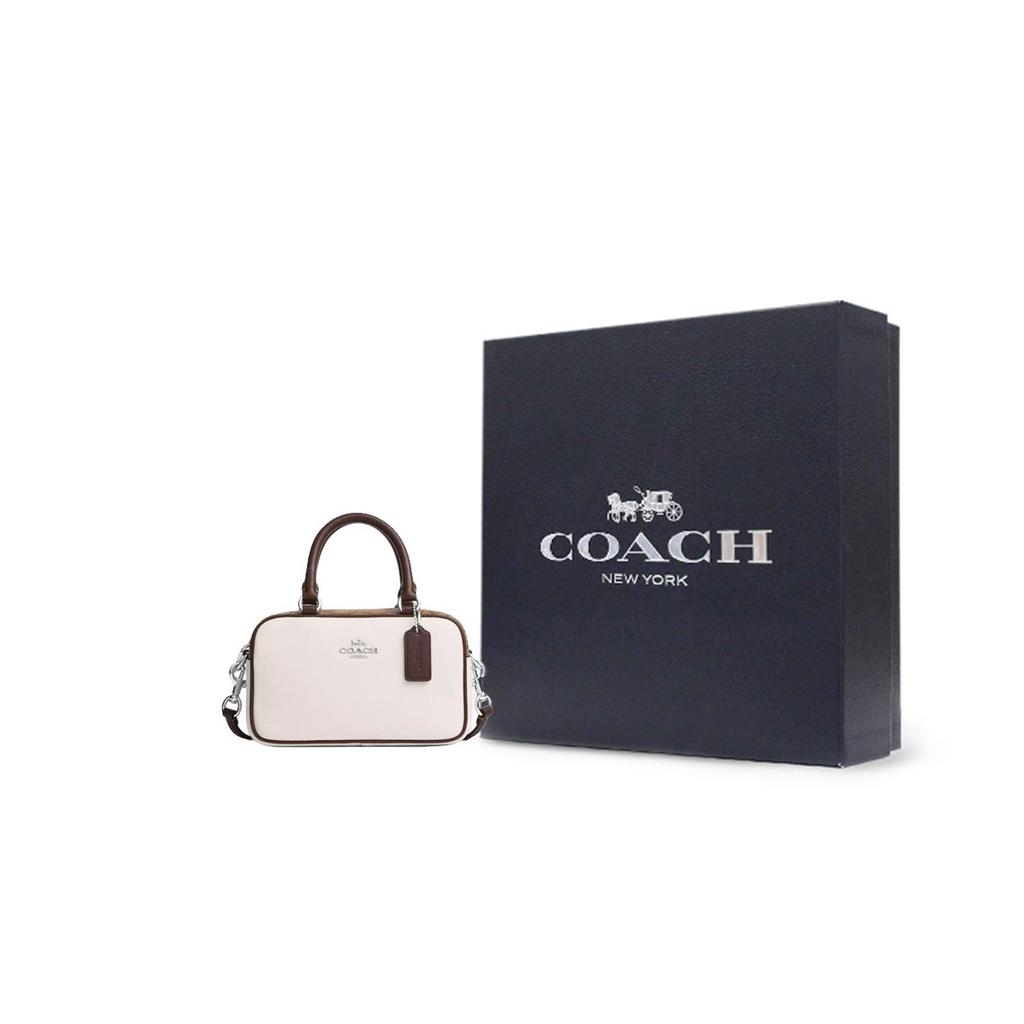 Coach Сумка-портфель 18 Логотип Застежка-молния Гладкая кожа Покрытие из холста Сумка-боулинг Наплечная сумка Через плечо Маленькие женские сумки CV704-SVCAH