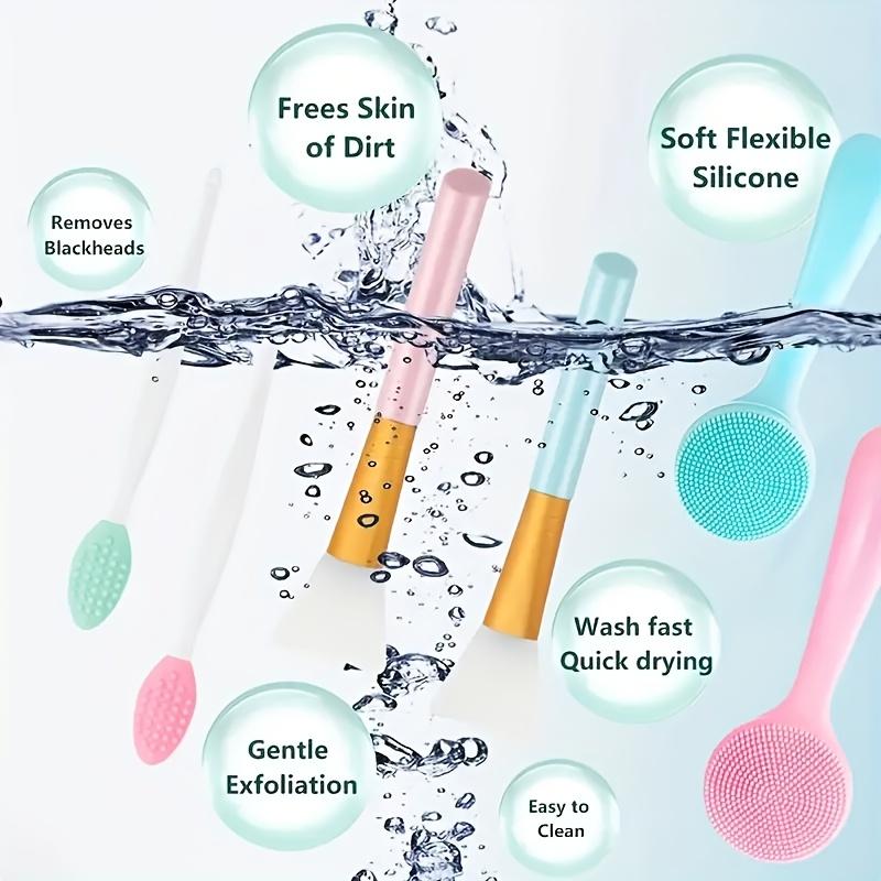 Набор из 3 силиконовых ручных щеток для очищения лица, удаление черных точек для глубокой очистки и нежного отшелушивания, аппликатор для нанесения маски на лицо