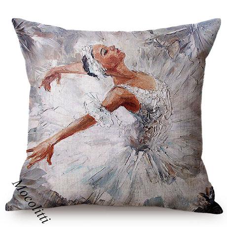 Ballet Girls Oil Painting Art Home Decoration Sofa Pillow Case Sexy Woman Portrait Impressionism Painting Style Cushion Cover