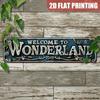 Vintage 'Welcome To Wonderland' Aluminum Sign (15.7" X 3.9") - Perfect for Home, Garden, Bar and Cafe Decoration