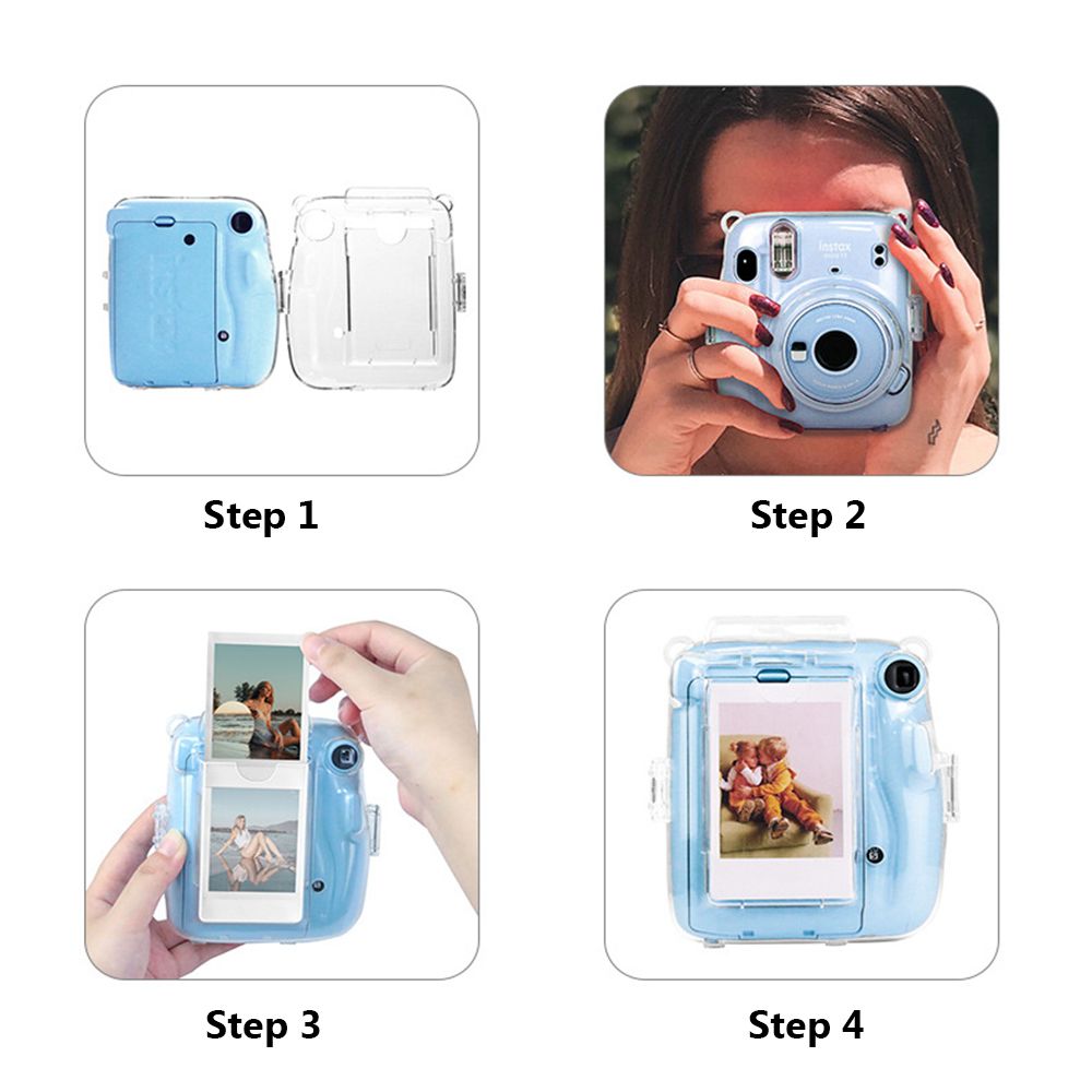 Crystal Sticker Transparent Storage Case Photo Bag Camera Cover Protective Shell