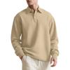 Men's Textured Jacquard Solid Color Button-down New Polo Shirt Lapel Long-sleeved Loose Sweater