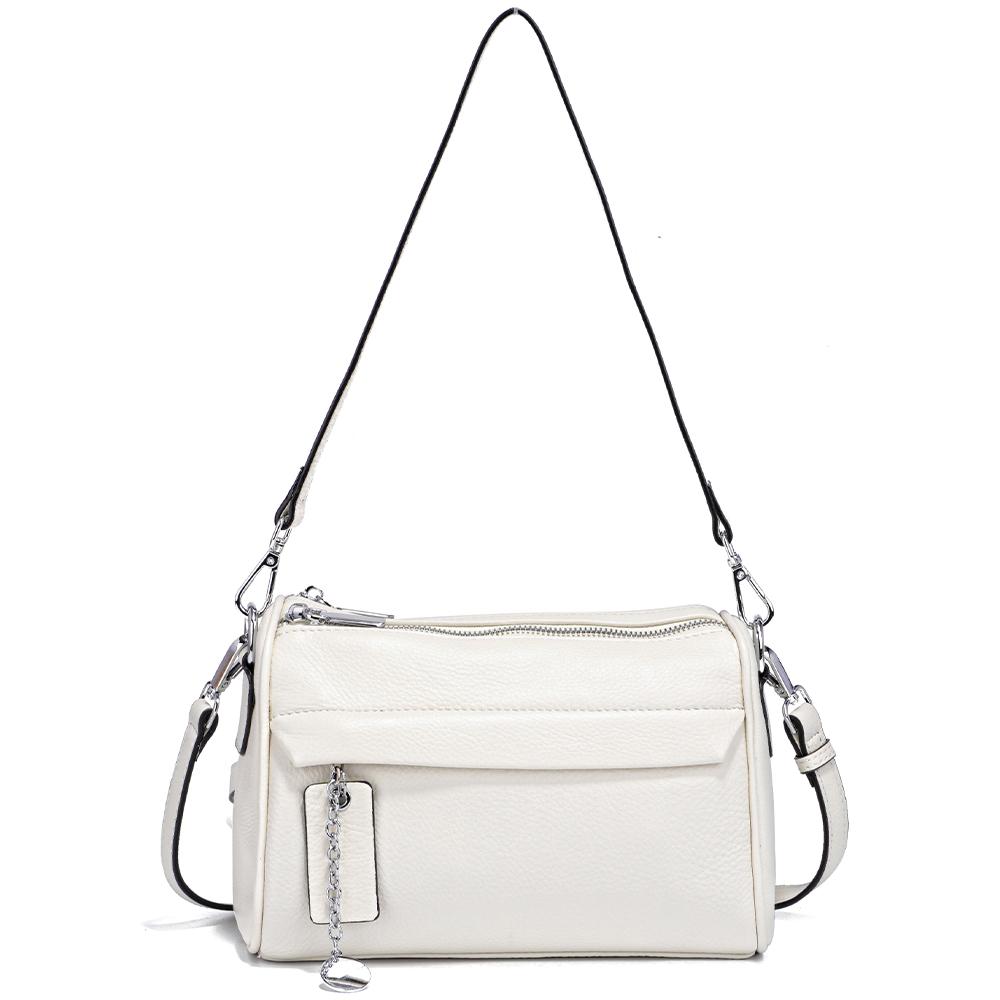 Zency мягкая кожаная повседневная сумка через плечо для женщин с двумя карманами на молнии маленькая летняя сумка через плечо