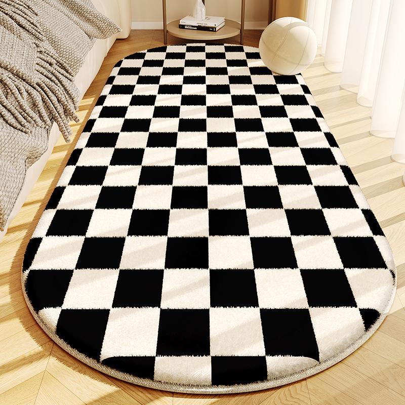 Modern Plaid Design Imitation Cashmere Rug Living Room Sofa Bedroom Rug Bedside Rug Soft and comfortable