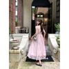 Sweet Fairy Style Party Midi Dress Women Summer New Date High Sense Slimming Pink Clothing Female Gentle Princess Strap Dress
