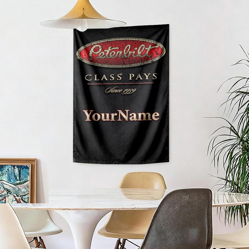 Peterbilt Heavy Trucks Custom Your Name Wall Decor Tapestry Art For Pet Memorial Birthdaywedding Party Backdrop Family Gift