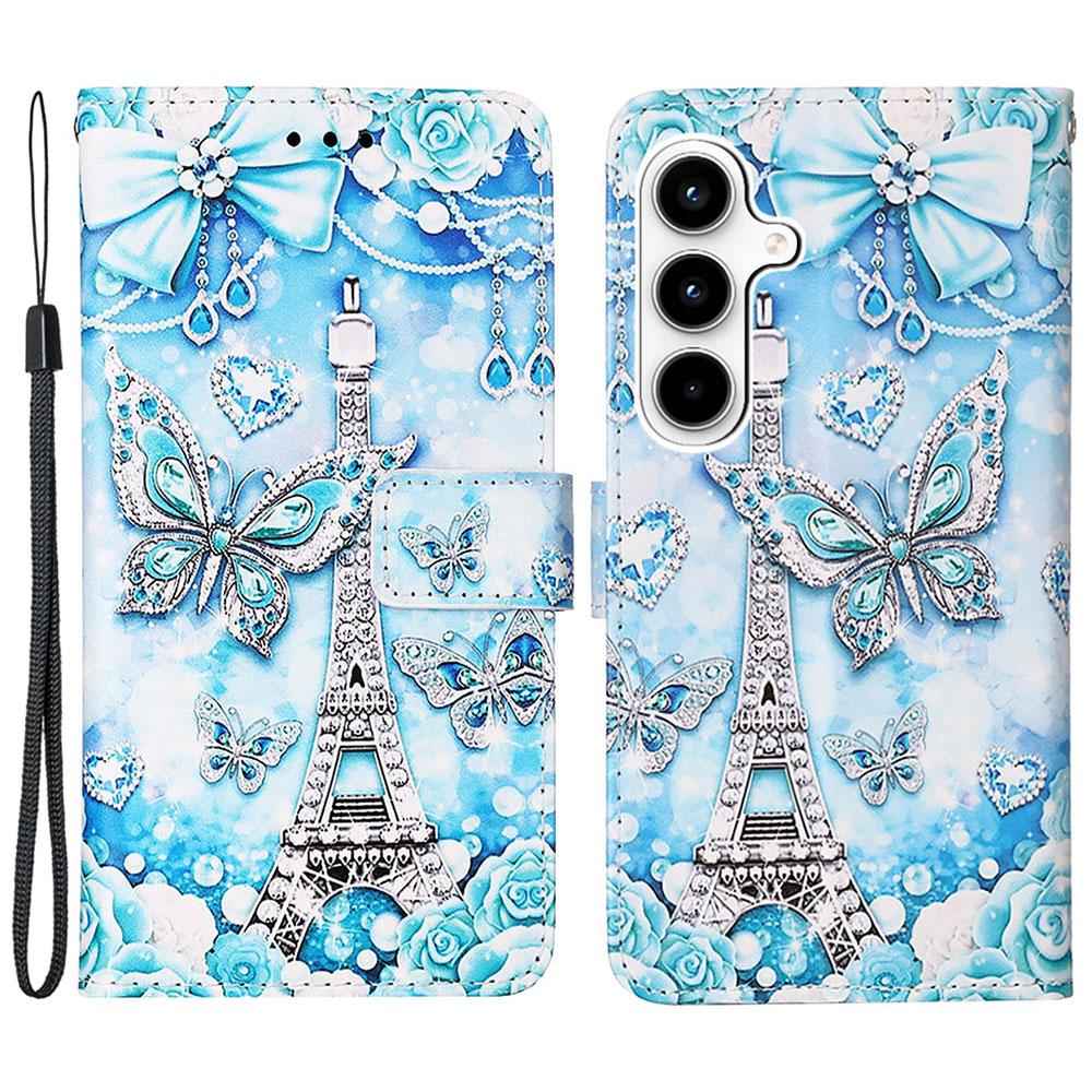 Кожаный чехол для Samsung Galaxy A35 5G с ремешком и держателем для карт, с печатным рисунком, чехол-подставка для телефона