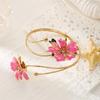 Vintage Style Enamel Flower Cuff Armlet Gold Color Open Arm Ring  Special Occasion