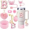 8pcs Cup Accessories for Cup 30oz 40oz Includes Butterfly Straw Cover Cap Silicone Boot Alphabet Handle Charm Initials Sticker