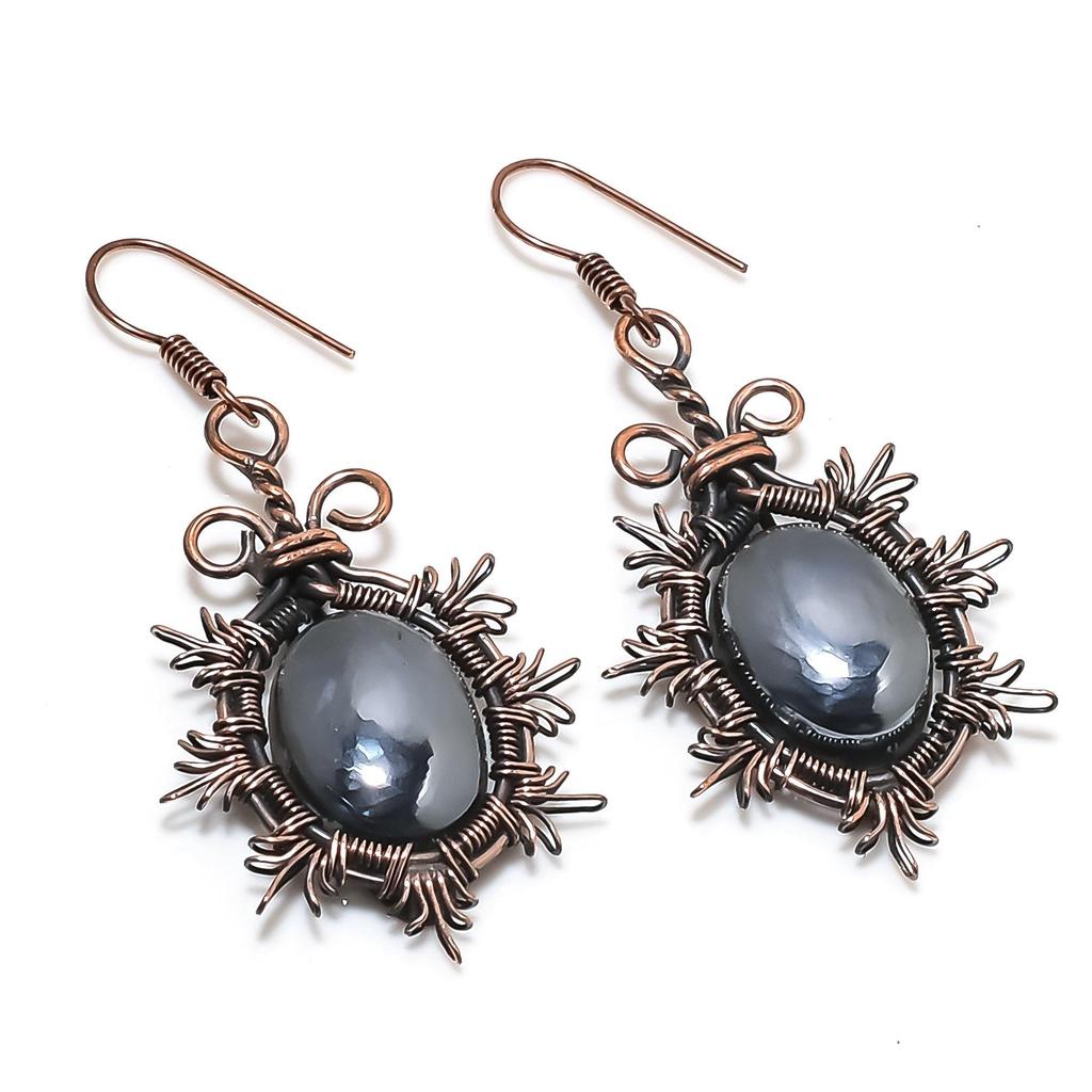 Серьги из шунгита 999 с обмоткой из медной проволоки, Ювелирные изделия ручной работы с драгоценными камнями, Подарки для любви Новые серьги