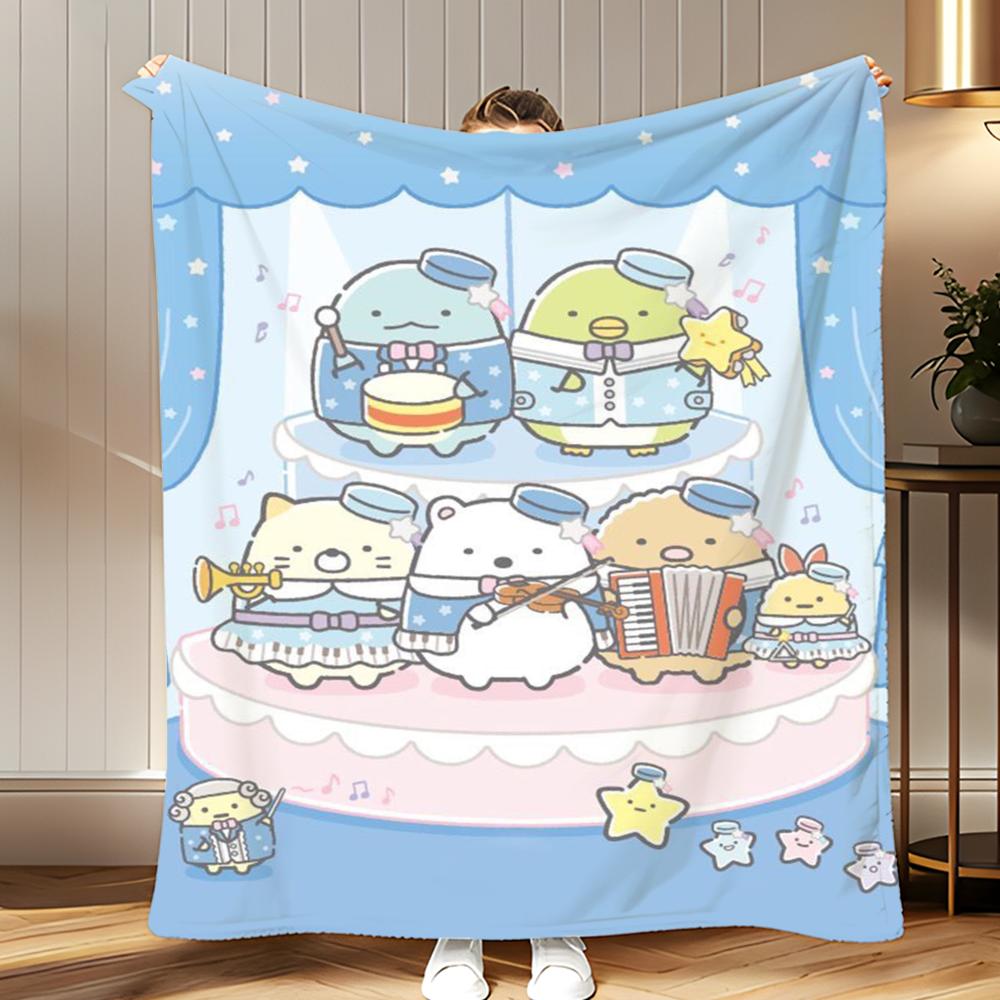 character IP Sumikko Gurashi Throw Soft Coral Fleece Blanket 310gsm Fluffy Warm Throw for Sofa Bed Couch Bedroom Decor