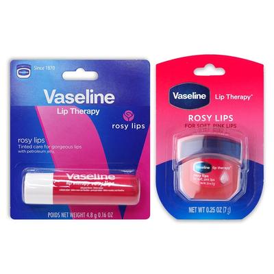 Vaseline Lip Therapy Rosy Lips бальзам для губ в стике + баночка Увлажняющий бальзам для губ, в стике 4,8 г + баночка 7 г, 1 набор