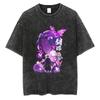 Anime Demon Slayer Tanjirou Nezuko Zenitsu Inosuke Cute Graphic Tshirt Men Women Washed Cotton T-shirts Harajuku Male Manga Tops