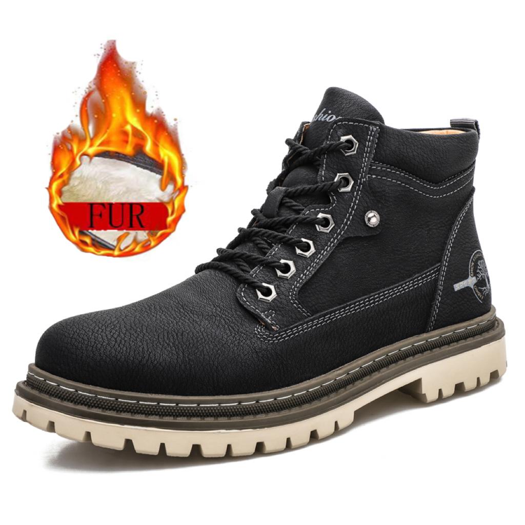 Men's Retro Casual Leather Men's Boots Vintage Lace Up Ankle Boot Cowboy Boots Combat Boots Outdoors Tooling Anti-slip Wearable