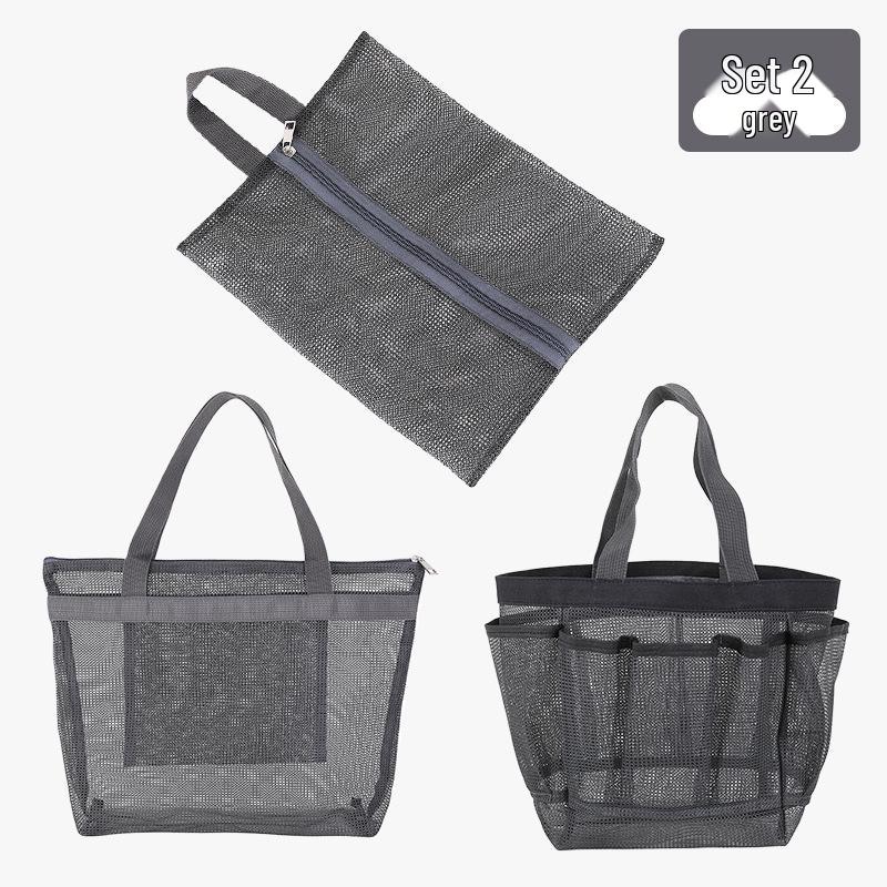 Портативная сетчатая сумка с несколькими карманами для плавания, полиэстеровый ручной пляжный органайзер