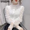 Кружевная нижняя рубашка верхняя женская осень и зима модный кружевной кардиган с французскими лацканами длинный рукав топы мода
