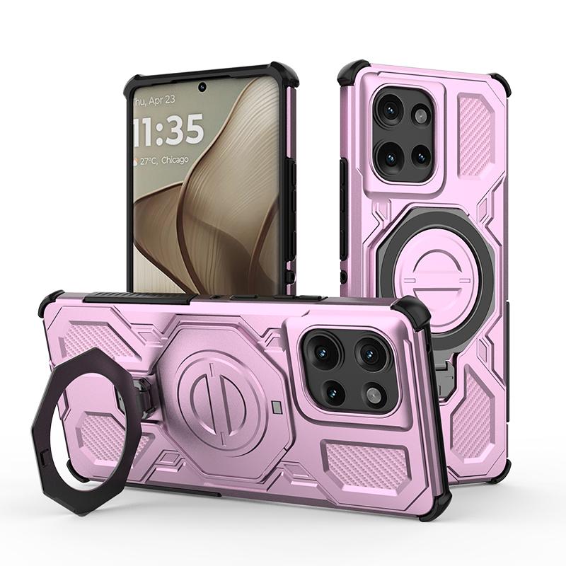 KEYSION Shockproof Magnetic Case for Motorola Edge 50 Pro 5G Upright Live Metal Ring Stand Phone Back Cover for MOTO Edge 50 5G