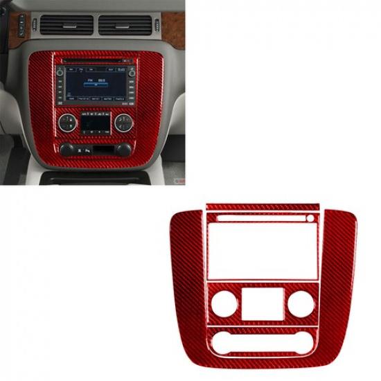 Red Carbon Fiber Central Console Cover Trim For Tahoe/Silverado/Sierra Type C