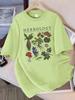 Summer T-Shirts Women Cotton Herbology Plant Composition Printed Tops O-Neck Comfortable Loose Short Sleeve Casual Woman Clothes