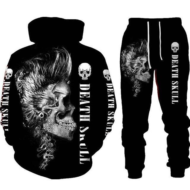 Мужской свитшот с капюшоном в стиле панк с 3d принтом, комплект осенне-зимней мужской спортивной одежды, спортивный костюм больших размеров, мужская одежда, костюм