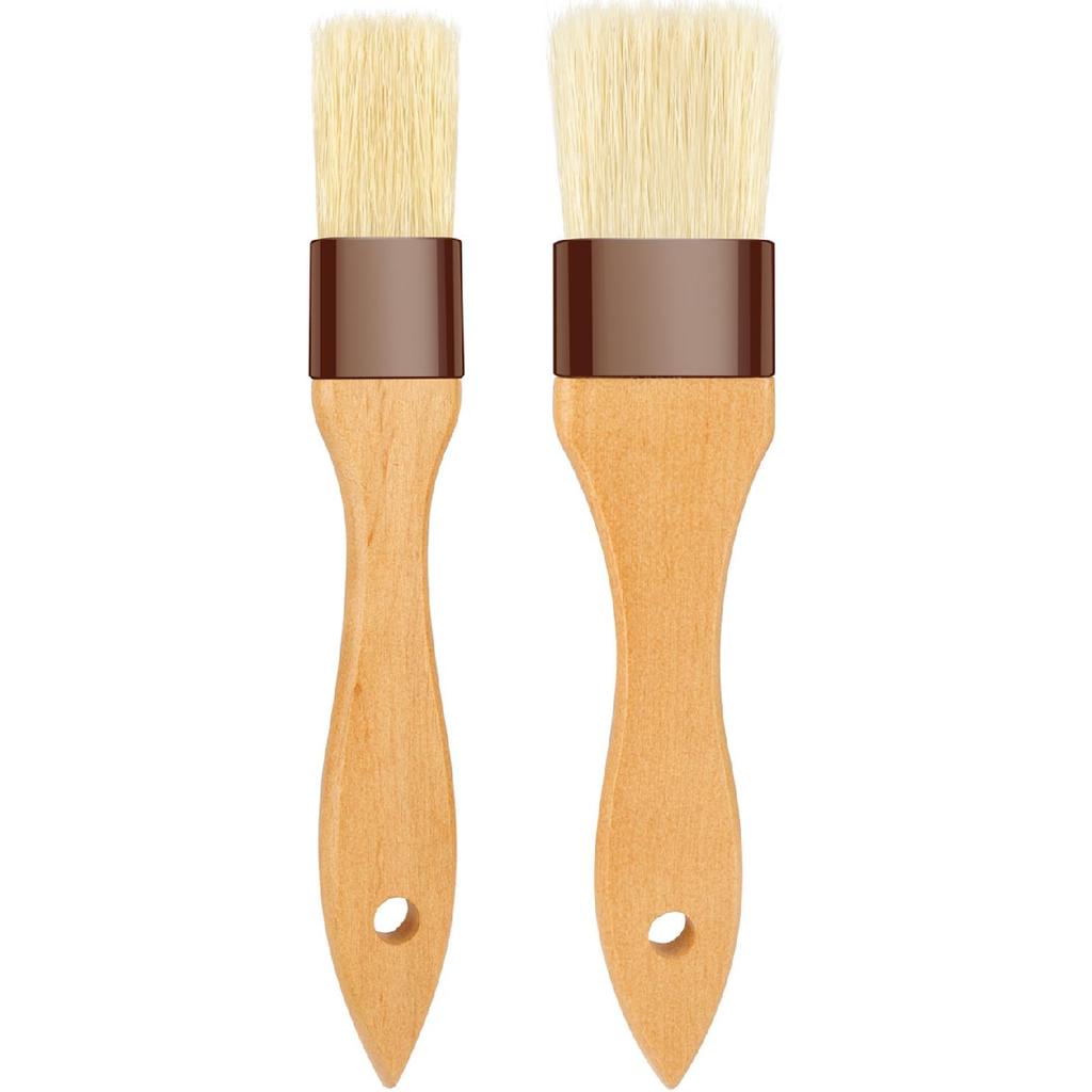 Pastry Brush-Basting Brush for Cooking,2 Pc Boar Bristles Food Brush for BBQ,Beech Wooden Handle Butter Brush for Baking/Spreading